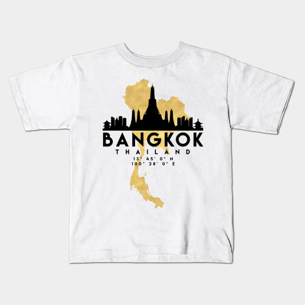 Bangkok Thailand Skyline Map Art Kids T-Shirt by deificusArt